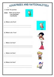 English worksheet: Countries and Nationalities