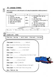 English Worksheet: mid-term test3 8th