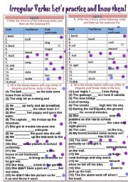 English Worksheet: IRREGULAR VERBS. LISTS 5 and 6.