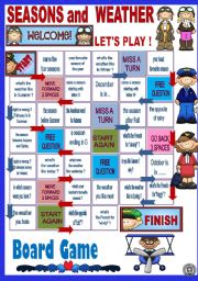 English Worksheet: SEASONS AND WEATHER - BOARD GAME 