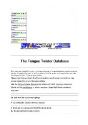 English worksheet: Tongue Twisters