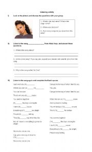 English Worksheet: No One - Alicia Keys