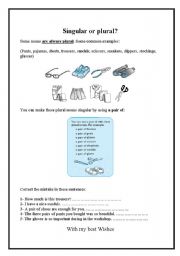 English worksheet: Singular or plural