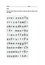 English Worksheet: food