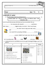 English Worksheet: test for seventh formers
