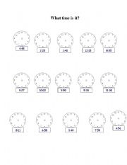 English worksheet: What time is it