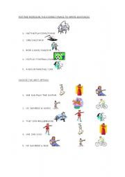English Worksheet: Abilities can/cant