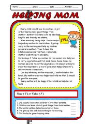 English Worksheet: helping mum