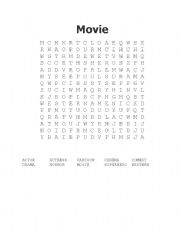 English Worksheet: Movie WORD SEARCH