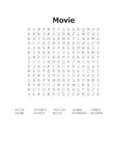 English worksheet: Movie WORD SEARCH