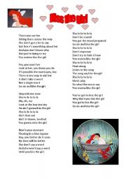 English worksheet: Kiss the girl song