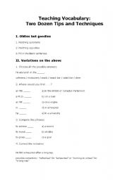 English Worksheet: Teaching vocabulary