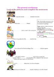 English worksheet: the present continuous 