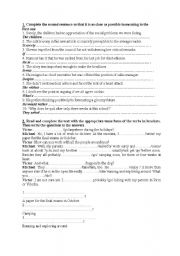 English worksheet: exercises