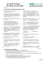 English worksheet: cused of doing the dirty on cafe strip