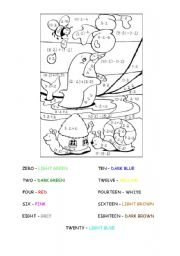 English Worksheet: match and colors
