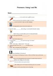 English Worksheet: I OR ME