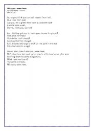 English worksheet: WISH YOU WERE HERE - Pink Floyd