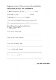 English worksheet: EXERCISES ON ADVERBS