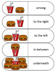 English Worksheet: Where is the Drink Preposition Dominoes and Memory Cards Part 1 of 2 (with Poster and Worksheets)
