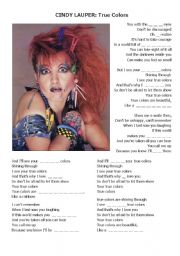 English worksheet: Cindy Lauper - True Colors