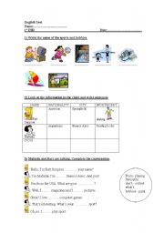 English Worksheet: PERSONAL INFORMATION AND HOBBIES