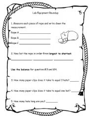 English worksheet: Science Lab Equipment Roundup(Rodeo Theme)