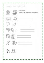 English Worksheet: Some and Any