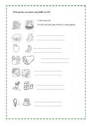 English Worksheet: Some and Any