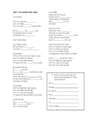 English Worksheet: Aint no mountain high song