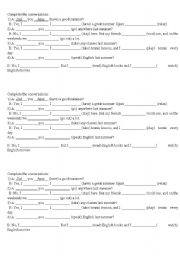 English Worksheet: Conversation using the past