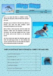 English Worksheet: A DOLPHIN TRAINER