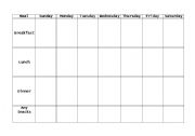 English Worksheet: Meal Calendar