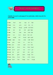 English worksheet: WORD RHYMES