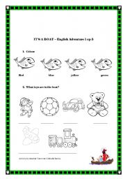 English worksheet: Its a boat - English adventure