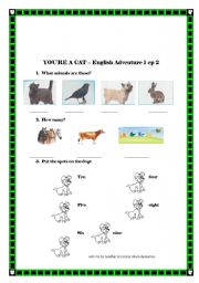 English Worksheet: Youre a cat - English Adventure