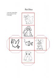 English Worksheet: Pet Dice