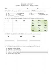 English worksheet: PRESENT AND PAST