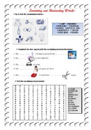 English worksheet: Learning and reviewing new words