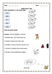 English Worksheet: Simple Present Tense Work Sheet