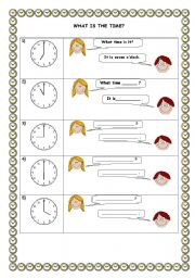 English Worksheet: What time is it?
