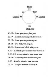 English worksheet: telling the time