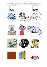 English Worksheet: Sorting ou and ow