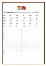 English Worksheet: HOMOPHONES