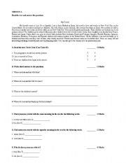 English worksheet: reading