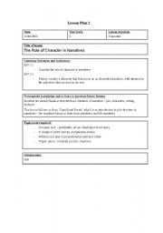 English Worksheet: The Role of Character in Narratives