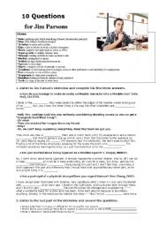 English Worksheet: Jim Parsons (from The Big Bang Theory) Interview