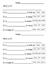 English worksheet: Describing objects