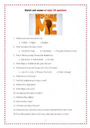 English Worksheet: Despicable me - Worksheet