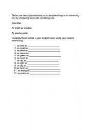 English Worksheet: Similes